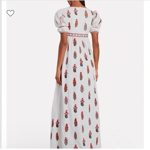 Agua by Agua Bendita Pistachio Dahlia Embroidered Dress size L - Picture 3 of 4